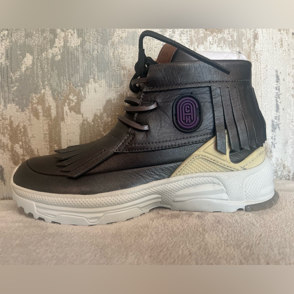 Coach Black and Cream Fringe Boots